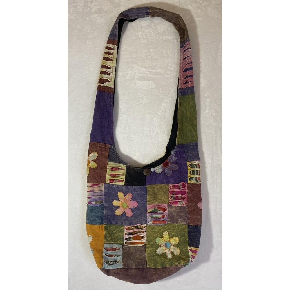 Quilted Flower Hippie Fabric Shoulder Bag Tote Purse Cross Body Kathmandu